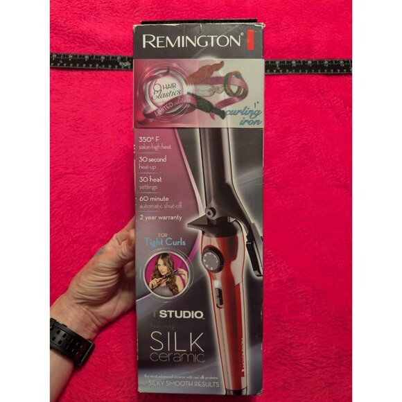 Remington T Studio Silk Ceramic Curling Iron 1” Barrel Red Tight Curls NEW - Picture 1 of 4